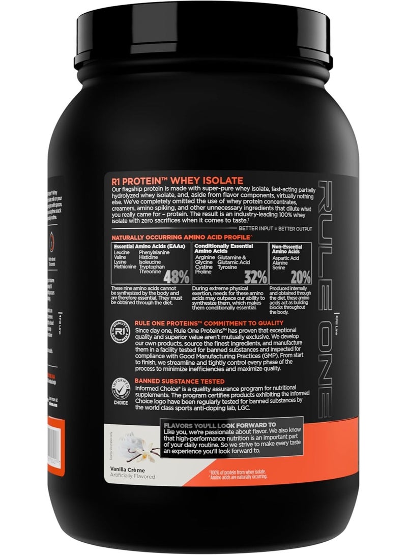 Rule1 Whey Protein Isolate Powder, Vanilla Cream, 1.9 lb, 25g Protein per Serving, Low Carb & Low Fat, Fast-Digesting Protein - Image 3